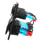 4.2A Dual USB Slot Socket 6 Gang Rocker Switch Panel Digital Voltage Display for Marine Boat Car Rv Vehicles Truck Yacht