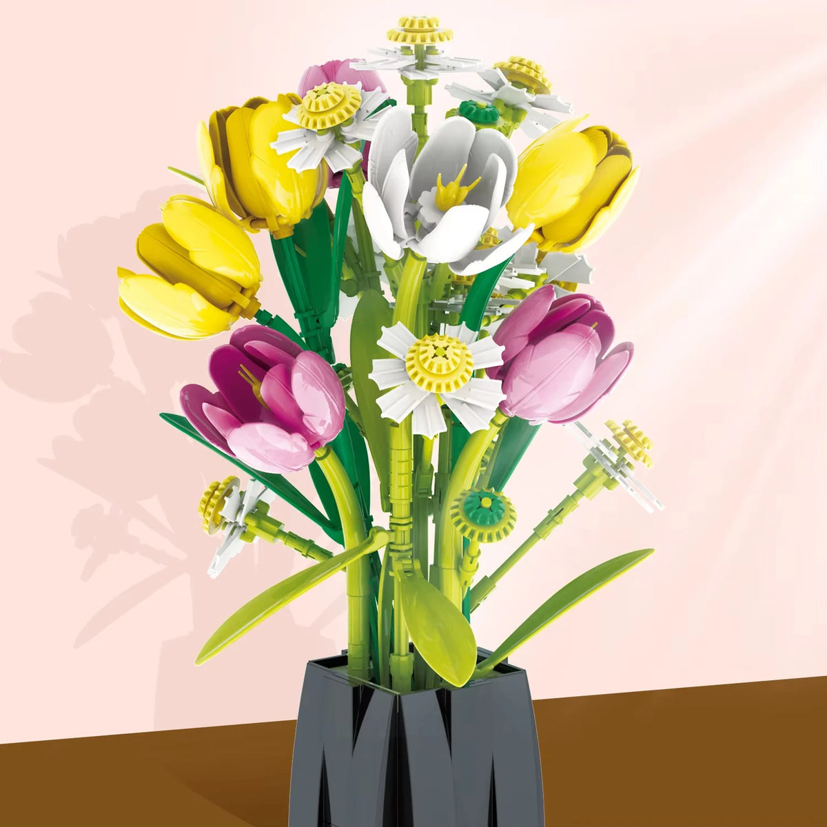 1250PCS Tulip Bouquet Building Blocks Flower Eternal Flower Vase Model Bricks Home Decoration DIY Toys Girls Romantic Gifts
