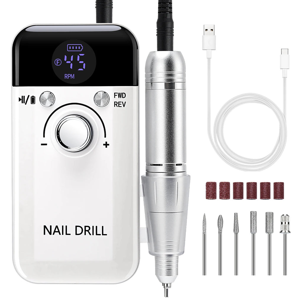45000RPM Nail Drill Machine With Low Noise Portable Nail Drill Machine Rechargeable Nail Sander File For Manicure Salon Tool