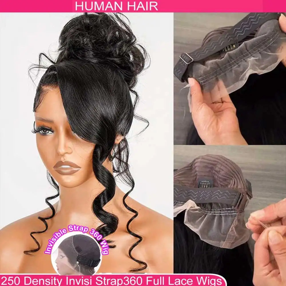 Invisi Strap Snug Fit 360 Full Lace Wig HD Transparent Lace Frontal Body Wave Glueless Human Hair Ready To Wear Wig
