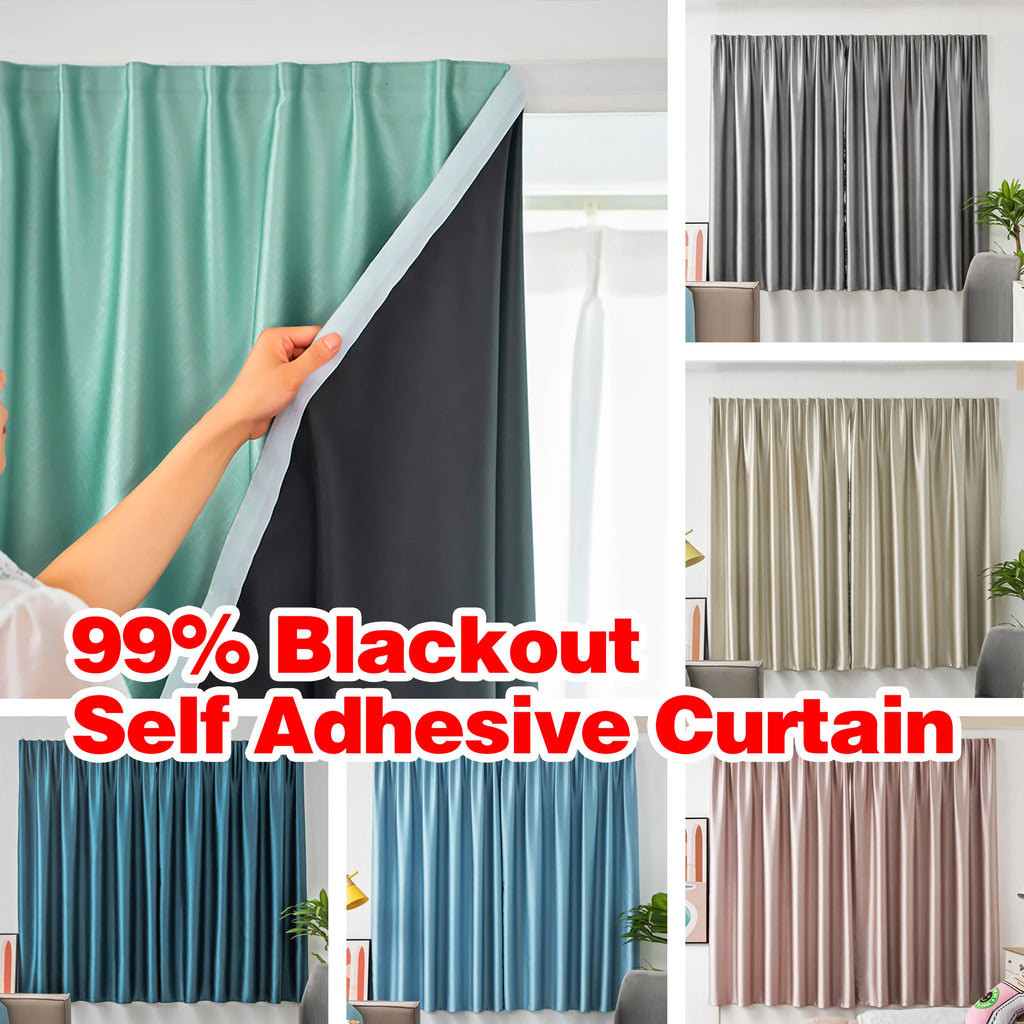 1 piece deluxe no-punch blackout curtains, high blackout portable paste design firm, suitable for bedroom living room kitchen