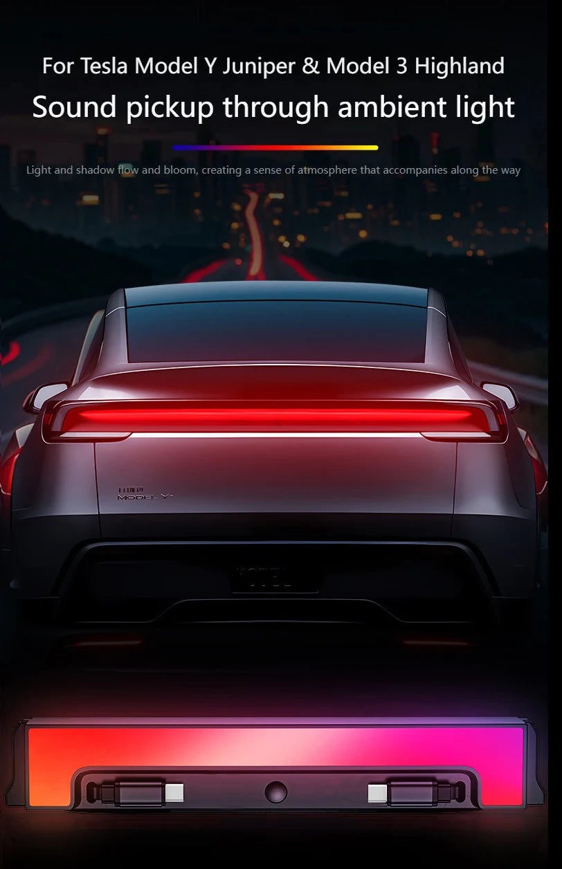 For Tesla Model Y Juniper Fast Charging USB Docing Station with Rainbow Light for Model 3 Highland Retractable Ambient Lighting