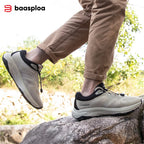 Baasploa New Hiking Shoes Men Casual Mesh Breathable Elastic Buckle Sneakers Male Outdoor Lightweight Non Slip Walking Shoes