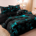 3pcs Luxurious Geometric Grid Plaid Print Soft Comfortable Duvet Cover Bedding Set Included 1*Duvet Cover & 2*Pillowcases