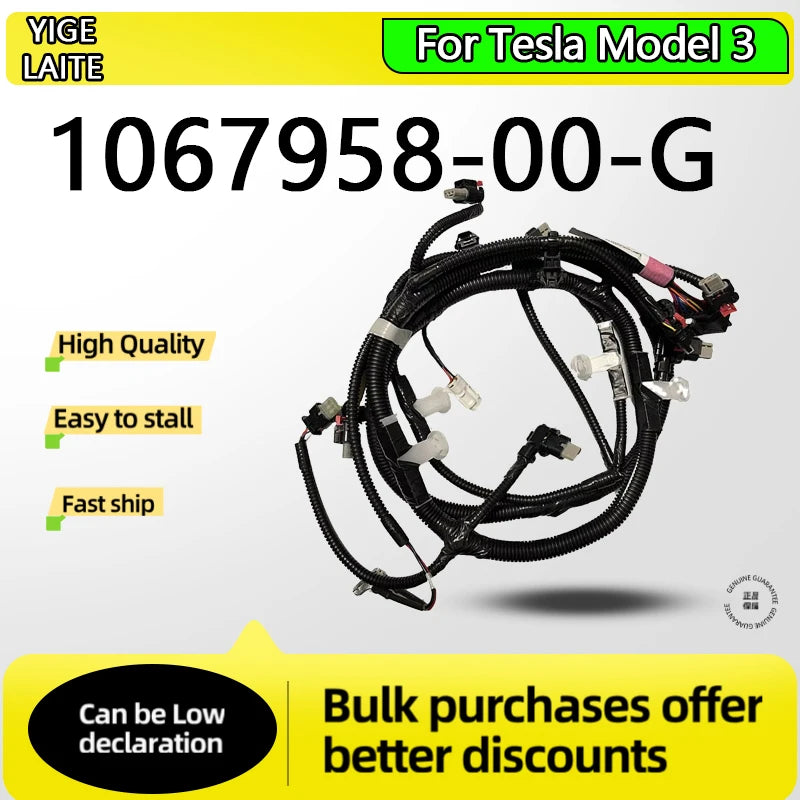 Car Front Bumper Parking Sensor Wiring Harness With Fog Light Wiring For Tesla Model 3 Radar Reversing Light Plug 1067958-00-G
