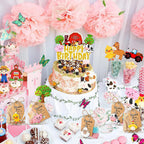 16 set  farm animal party gifts with keychain kraft paper label white transparent hard gauze bag birthday school carnival reward