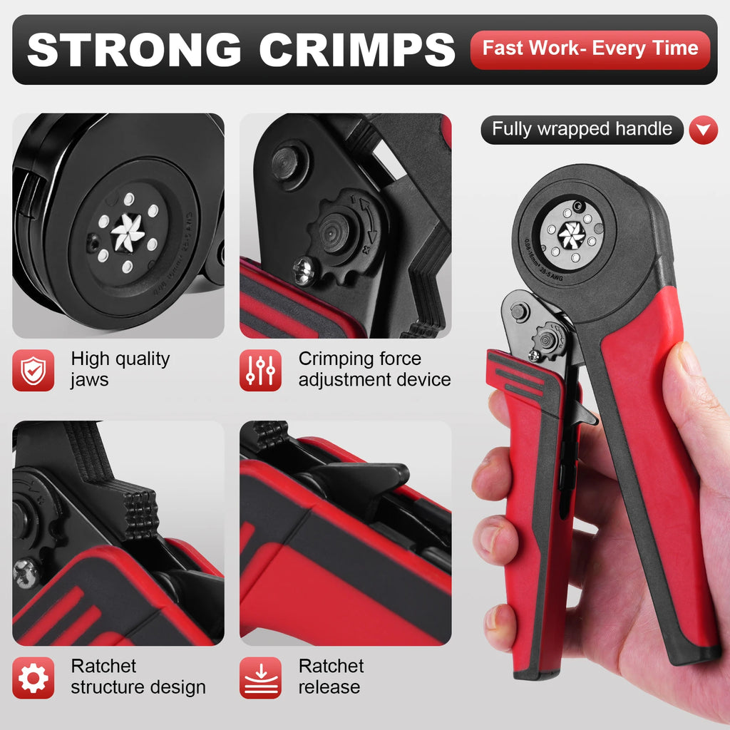 Ferrule Crimping Tool Kit Hexagonal Wire Ferrule Crimper Plier 0.08-16mm²/AWG28-5 for Tubular Wire Ferrules Terminals Connectors