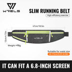 WRELS Waterproof Running Waist Belt Slim Sports Fanny Pack Invisible Fitness Phone Pouch for Hiking Travel Jogging Cycling
