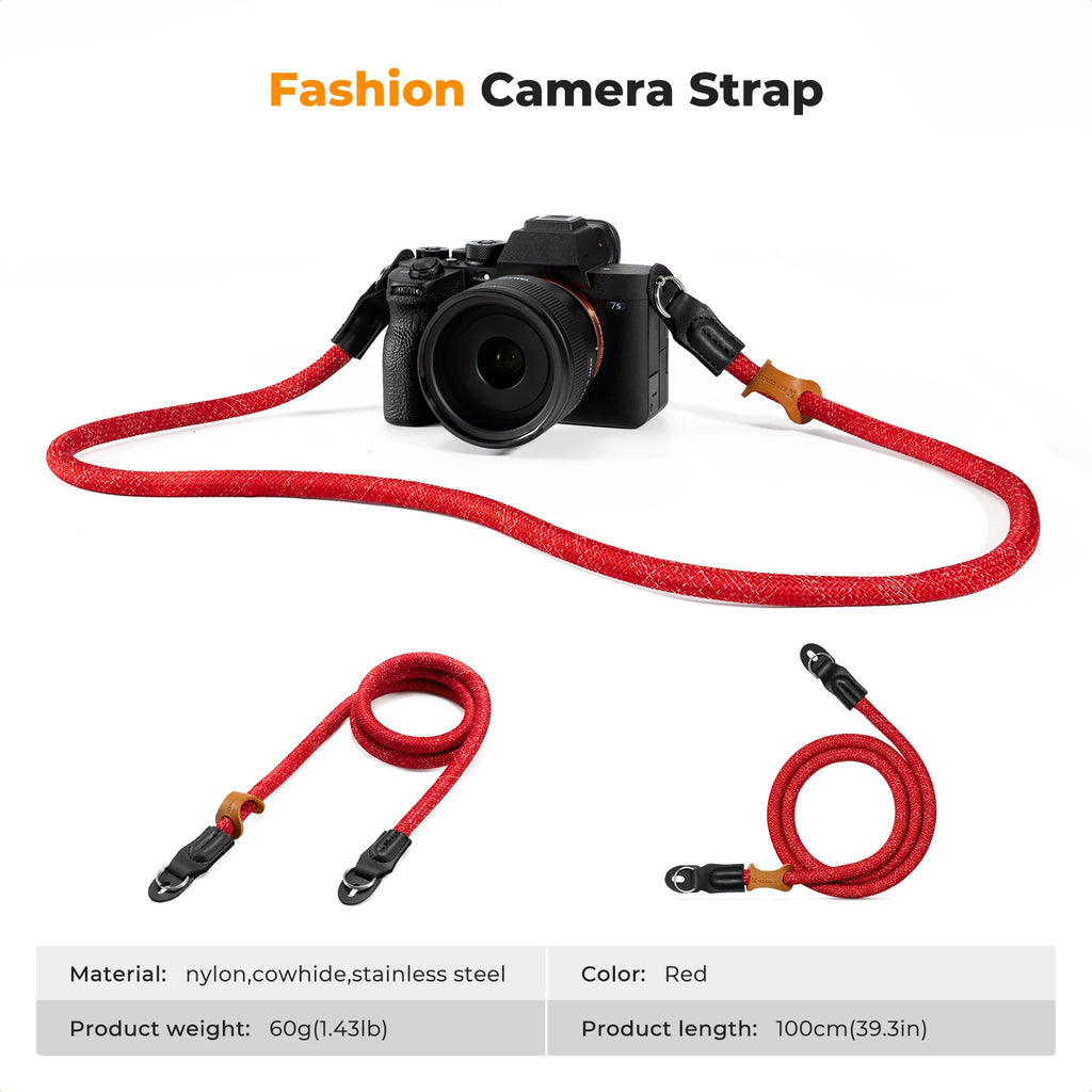 K&F CONCEPT Camera Neck Strap 100cm Nylon Round Neck Shoulder Camera Sling Strap For Canon Sony DSLR SLR Mirrorless Camera Rope