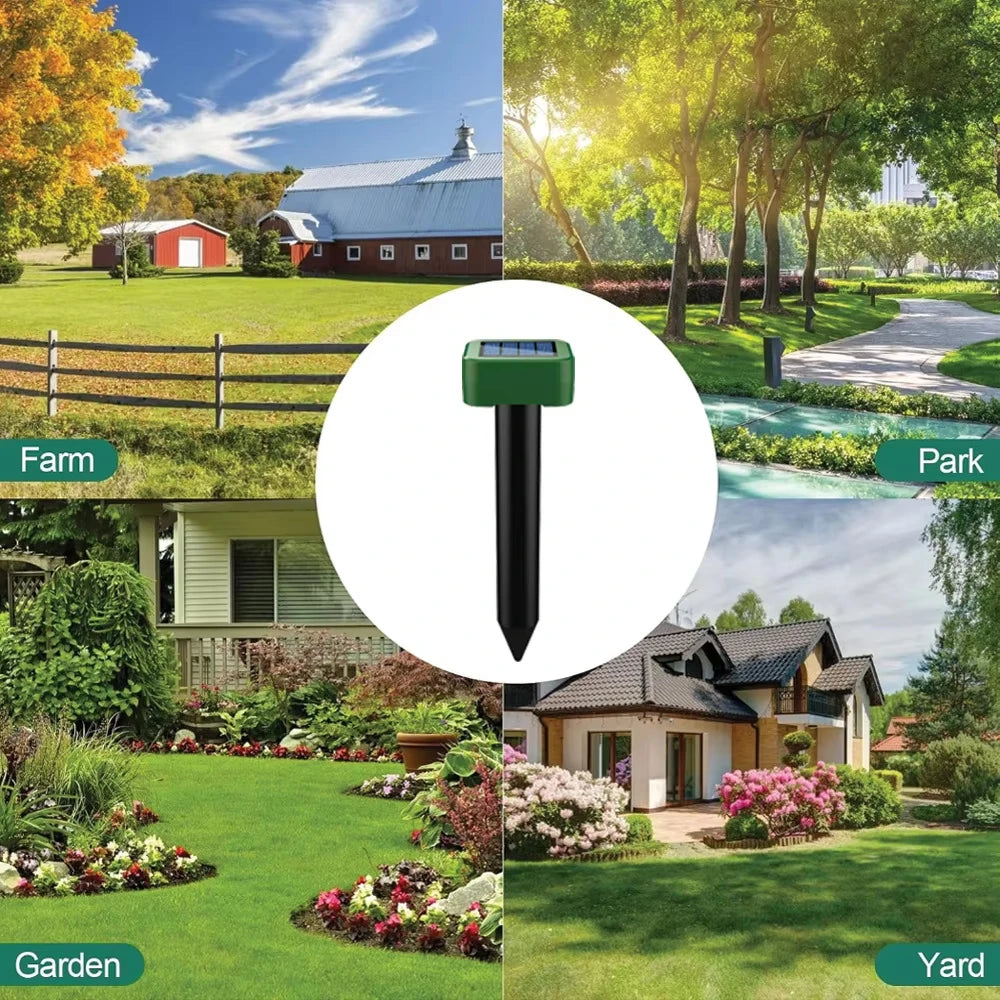 Solar Powered Ultrasonic Animal Repellent Outdoor Waterproof Pest Deterrent, 2pcs (Round/Square/Triangle)
