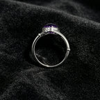 925 Sterling Silver Natural Stone Rings With Amethyst Simple Purple Oval Ring 8*10mm Fine Jewelry Friends Gifts for Women
