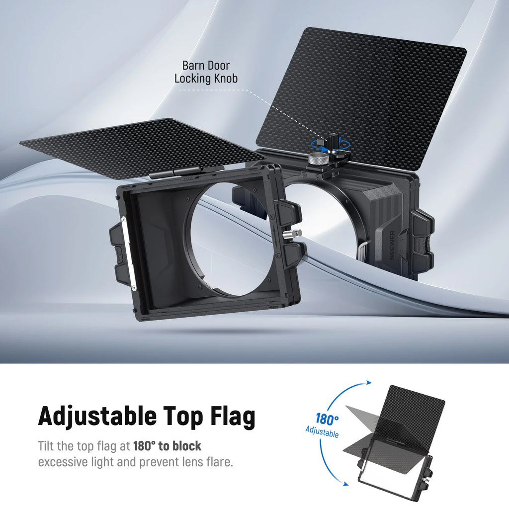NEEWER PG002 Mini Matte Box with 4x5.65 Filter Tray, Carbon Fiber Flag, 67/72/77/82mm
