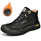 HIKEUP Men's Outdoor Hiking Shoes Cow Leather Winte Boot Waterproof Non-Slip Trekking Sneakers Durable Sports Protecting the toe