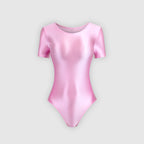 XClocKNYoung satin glossy swimsuit smooth T-shaped high fork short sleeve satin glossy swimsuit Yoga sportswear gymnastic suit