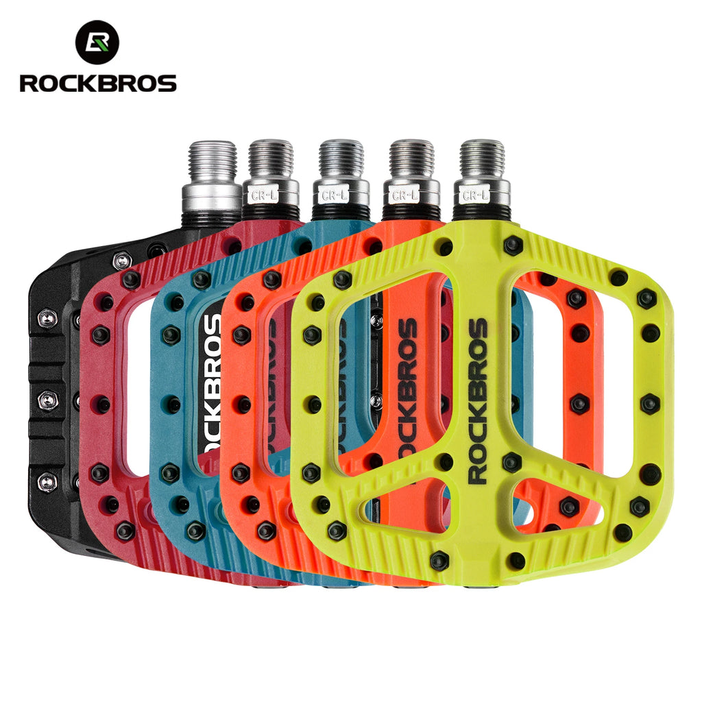 ROCKBROS Bicycle Pedals Ultralight Sealed Bearings Nylon Bike Pedals Anti-Slip MTB Road Flat Platform Cycling Pedal Accessories