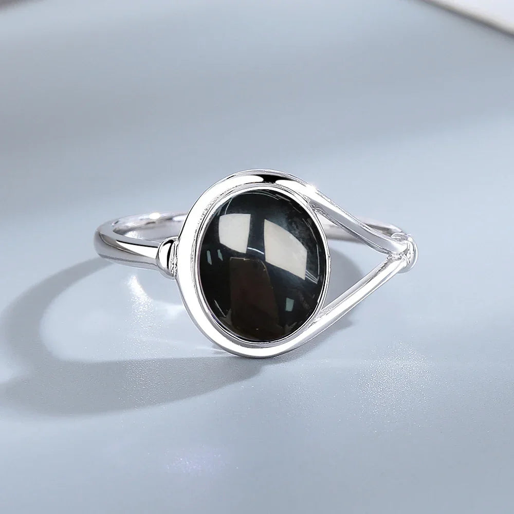 925 Sterling Silver Natural Stone Rings With Amethyst Simple Purple Oval Ring 8*10mm Fine Jewelry Friends Gifts for Women