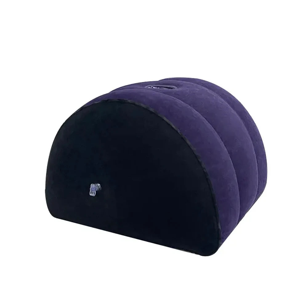 1pc Inflatable Half-Moon Support Pillow, Blue Flocked Surface Leg & Back Cushion