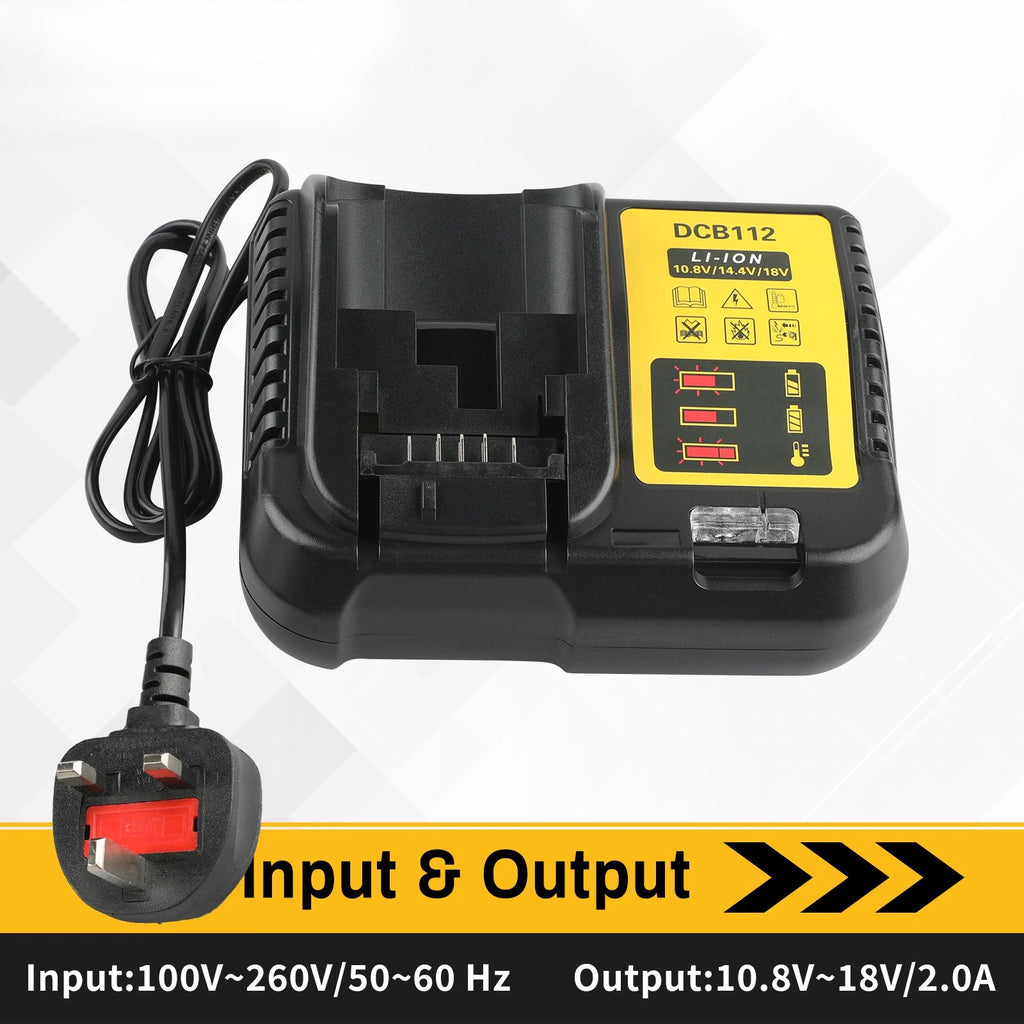 DCB112 Battery Charger For Dewalt 10.8V 12V 14.4V 18V 20V DCB206 DCB205 DCB204 DCB203 DCB120,DCB107 DCB115 DCB105(No battery)
