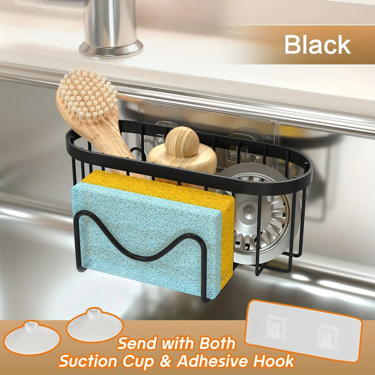 Suction Cups Sponge Drainer Rack Stainless Steel Sponge Holder Fast Drainage Easy-To-Clean Sink Sponge Stand Drain Holder