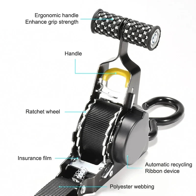 Ratchet Tie Down Straps for Cargo Load Securing, Retractable Belt, 1pc or 2pcs