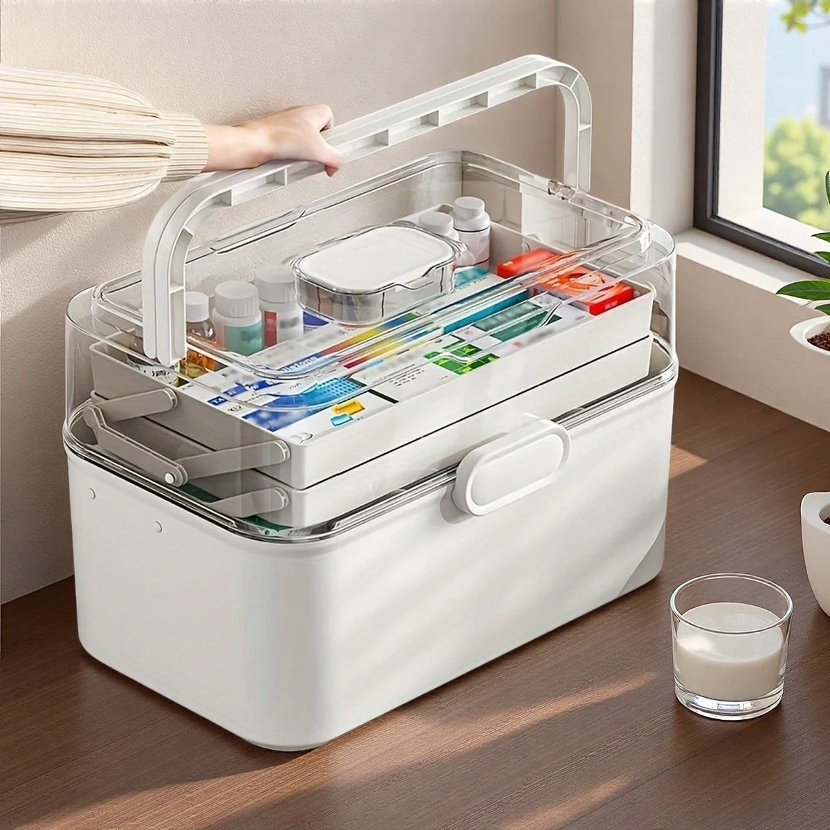3-Tier Home Medicine Box,Large Capacity Children's Medicine Multi-layer Medical Storage Box,First Aid Kit,Small Medicine Box
