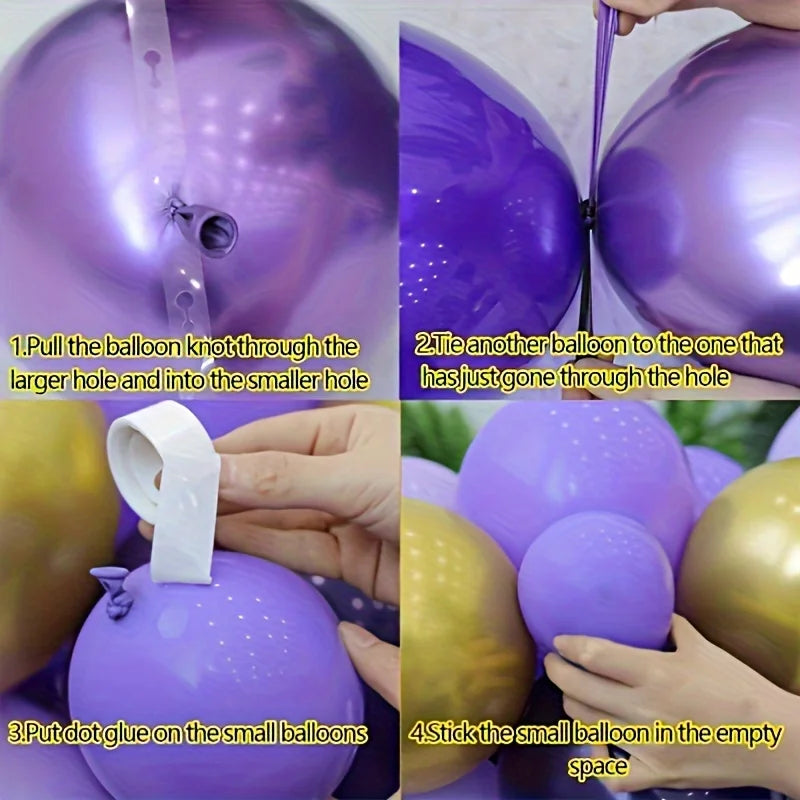 132pcs Purple Balloon Set Lavender Deep Purple and Gold Balloon Arches Princess Birthday Parties Wedding Girls' Party Decoration
