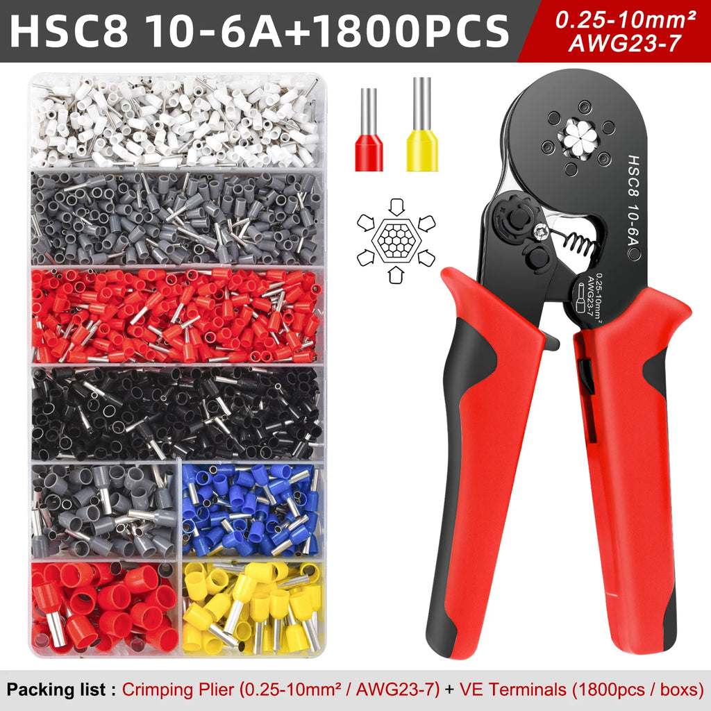 Electrical Tube Insulated Terminal VE Tubular Crimp Terminals Wire Cable Connector Ferrules Terminal Connectors Kit