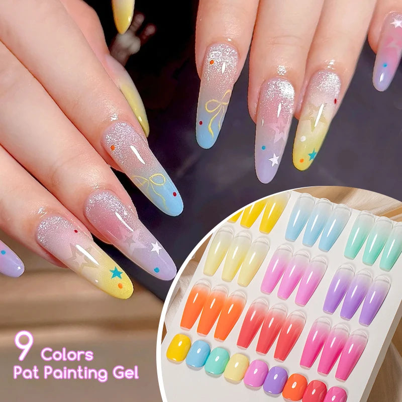 1-9Colors Candy Oil Painting 3D Sculpture Creative DIY Gel Soak Off Gel Nail Modeling Gel Carving Nail Texture Glue Soild