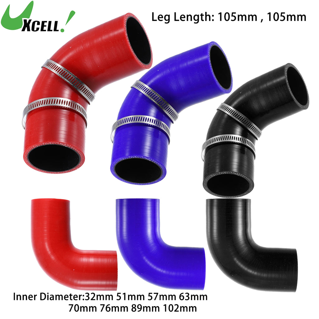 UXCELL 32/51/57/63/70/76/89MM ID 90 Degree Elbow Car Silicone Hose Intake Coupler Intercooler Tube Reducer Set For Seat Leon 1M