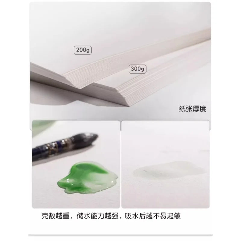20 Sheets Baohong 300g Watercolor Sketchbook 100% Cotton Natural White Large 14.9x5.1 inch Landscape Water Color Paper Block