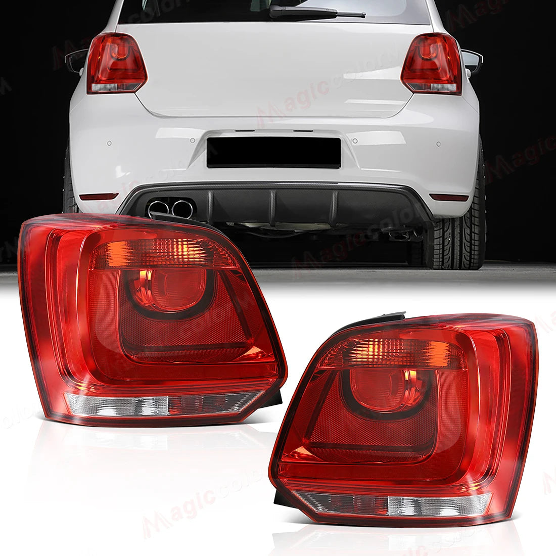 Taillights For Volkswagen VW Polo 6R 2009 2010 2011 2012 2013 2014 Brake Rear Tail Lights Assembly No Bulbs Car Accessories 12V