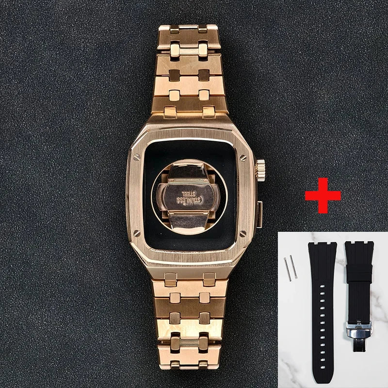 Luxury Stainless Steel Mod Kit for Apple Watch 11 10 9 8 7 46MM 44/45mm Metal Bezel Frame for iWatch 6 5 4 3 SE 40/41mm Band Set