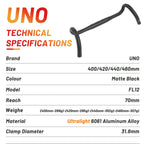UNO FL12 Gravel Bike Handlebar 31.8x400/420/440/460mm Outer Drop Bar Ultralight Bicycle Handle Road Bicycle Flared Bar