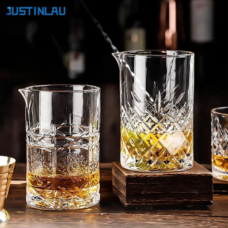 JUSTINLAU Cocktail Mixing Glass Stirring Cup, Whiskey Cocktail Bar Tool - Style Options