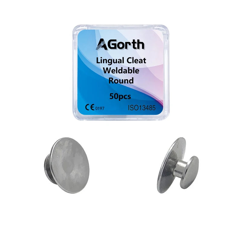 50Pcs/Box Dental Orthodontic Lingual Buttons Metal Bondable Monoblock Mesh Hole Base Composite Buttons Dentistry Accessories