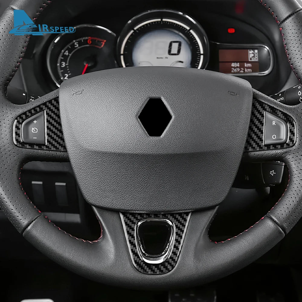 Real Soft Carbon Fiber Sticker For Renault Fluence Megane 3 RS Scenic 2009 2010 2011 2012 2013 2014 2015 Car Steering Wheel Trim
