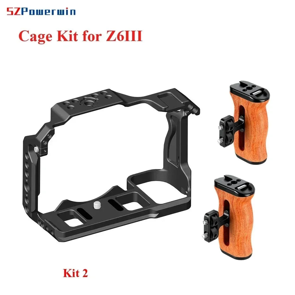 Powerwin Z6III Z7II Z6II Z7 Z6 Z5 Camera Cage Kit  for Nikon Rig Protective Frame Gimbal Arri Locating Screw Wooden Handle