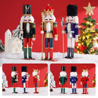 30CM Nutcracker Wooden Soldier Doll Puppet Creative Craft Holiday Christmas Gift Desktop Ornament New Year Home Decoration