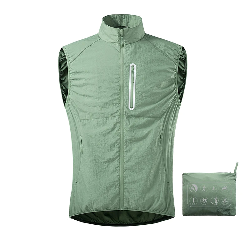 JNLN Unisex Waterproof Running Hiking Vest Sleeveless Packable Jacket Black Green Gray