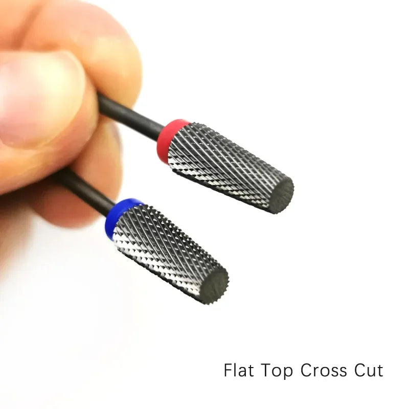 HYTOOS Flat Tapered Cross Teeth Bit 3/32 Carbide Nail Drill Bits Remove Gel Manicure Cutter Electric Drills Nails Accessorie