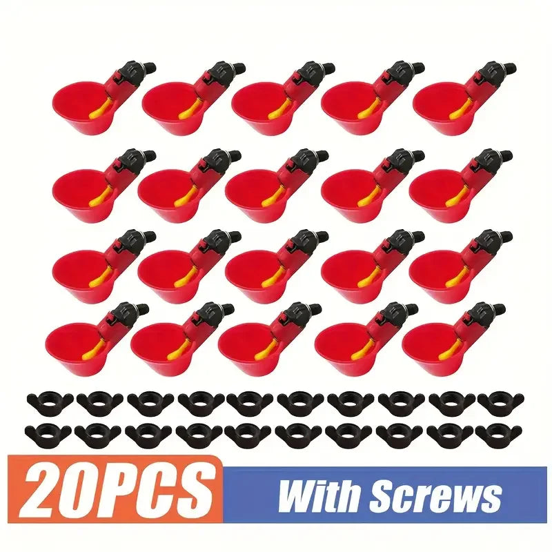 20PCS Chicken Drinking Cup Automatic Drinker Chicken Feeder Plastic Poultry Waterer Drinking Water Feeder Chicks Duck Goose