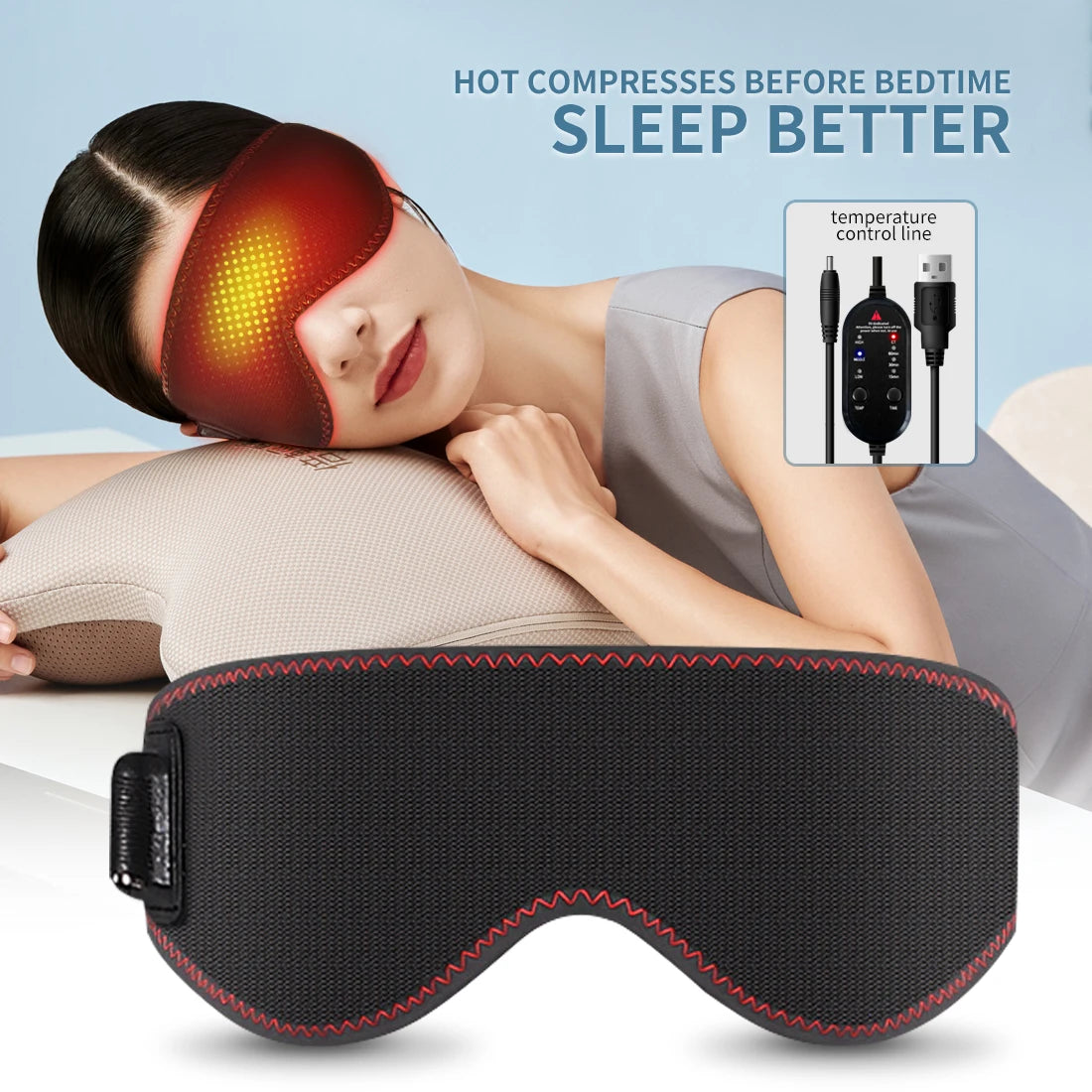 Heated Eye Mask Eye Mask for Dry Eyes with 3 Heat Levels Hot Compress Warm Compress Heating Pad for Sleep Dark Circles