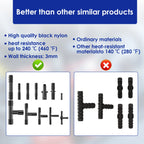 128Pcs Vacuum Connector Assortment Plastic Hose Joiner Tee Water Spray Pipe Joints Plastic Straight T Piece Connectors for Car