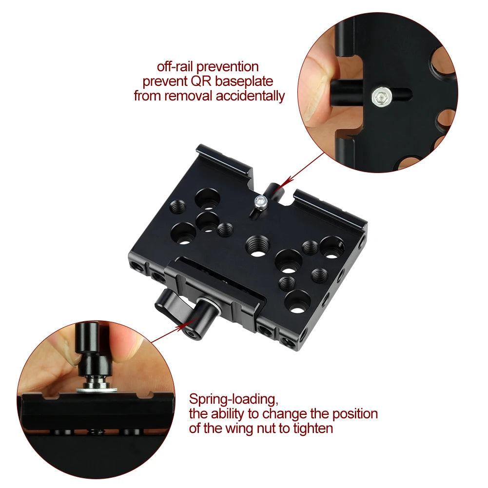 NICEYRIG Quick Release Base Plate Compatible with Manfrotto 577, 501, 504, 701 for DSLR Camera 15mm Rail Support System