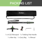 Manbily Lightweight Camera Tripod Monopod Selfie Stick Aluminum A-222 Pro For Canon Nikon DSLR Travel Max 170cm with M-2 Base