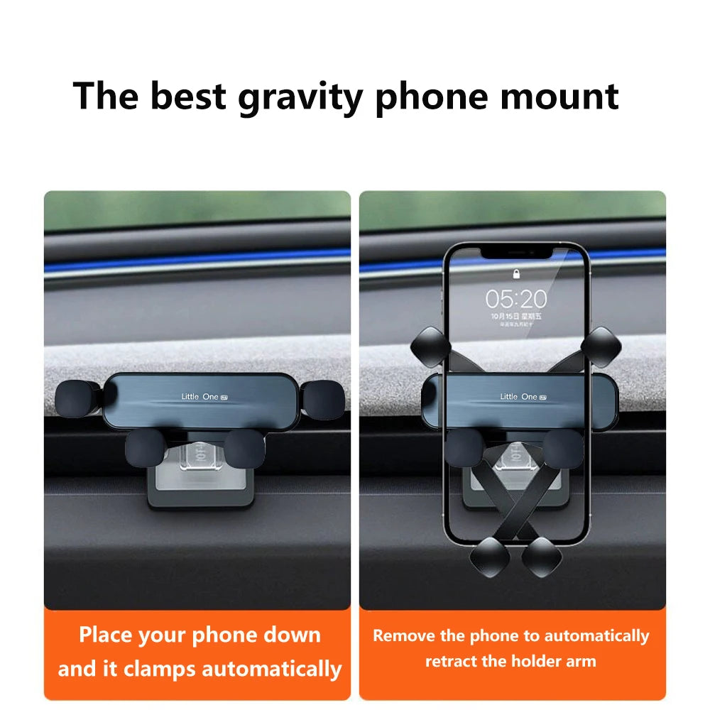 Car Phone Holder Gravity Mount for Tesla Model Y Juniper & Model 3 Highland (2024-2026)