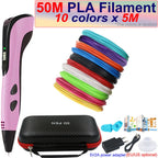 New Children's 3D Pen 3D Printing Pen with LCD Screen 200M PLA and Power Adapter Travel Case Christmas Birthday Gift for Kids