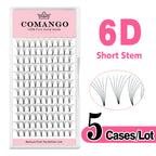 5pcs/Lot CoMango Short Stem Premade Fans Russian Volume Lashes Tray Premium Eyelash Extensions Supplies for Eye Beauty Makeup