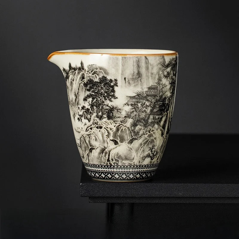 160ML Ru Kiln Landscape Porcelain Gaiwan Set For Tea Tureen Teaware Cup Chinese Yellow Ceramic Opening Tea Bowls Tea Ceremony