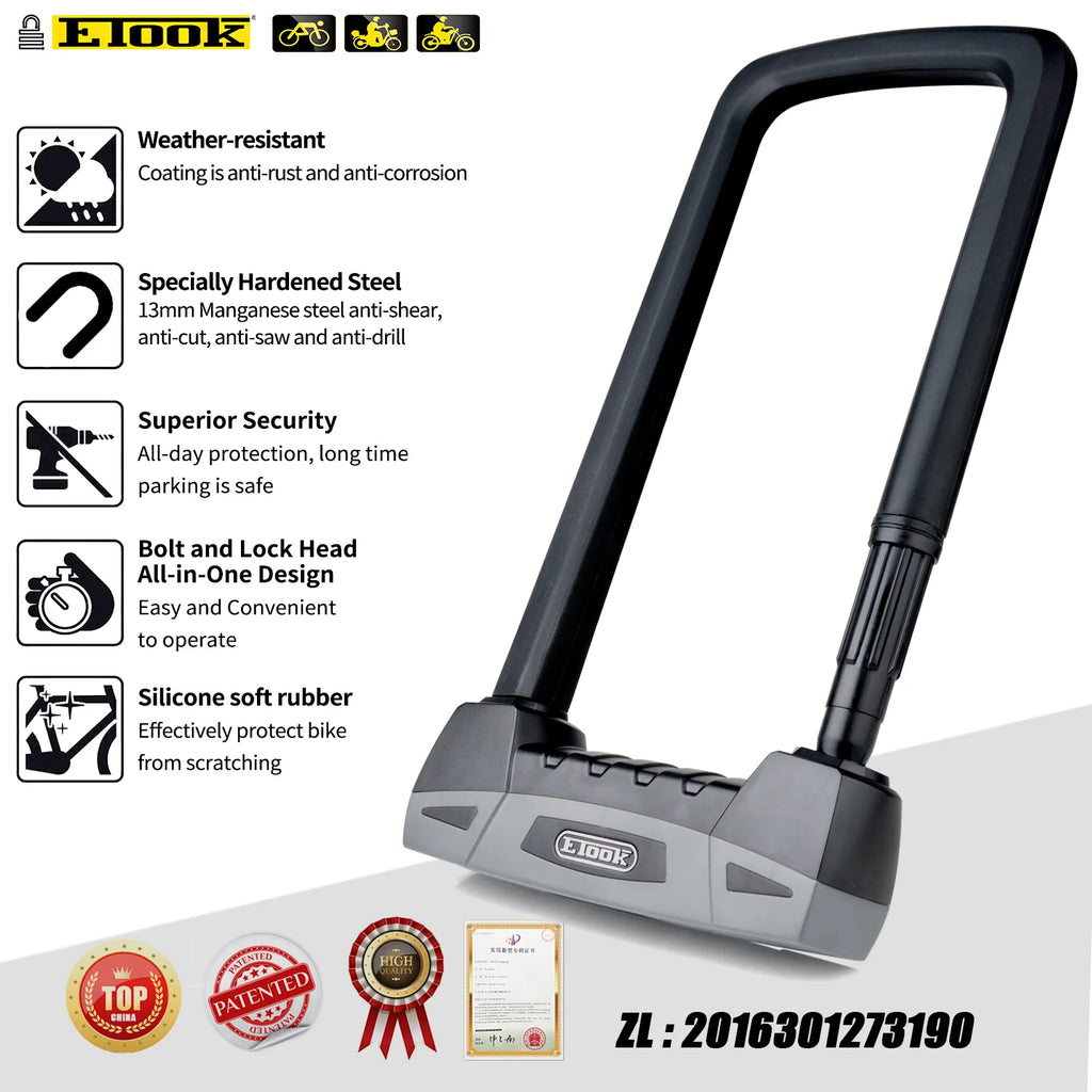 Ultimate Etook U-Lock: Unbreakable Security for Bikes & Motorcycles
